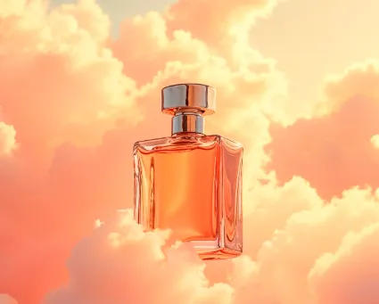 Perfume bottle in warm light